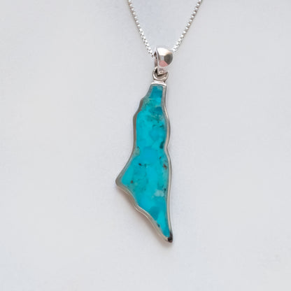 Palestine Map Turquoise Stone Pendant