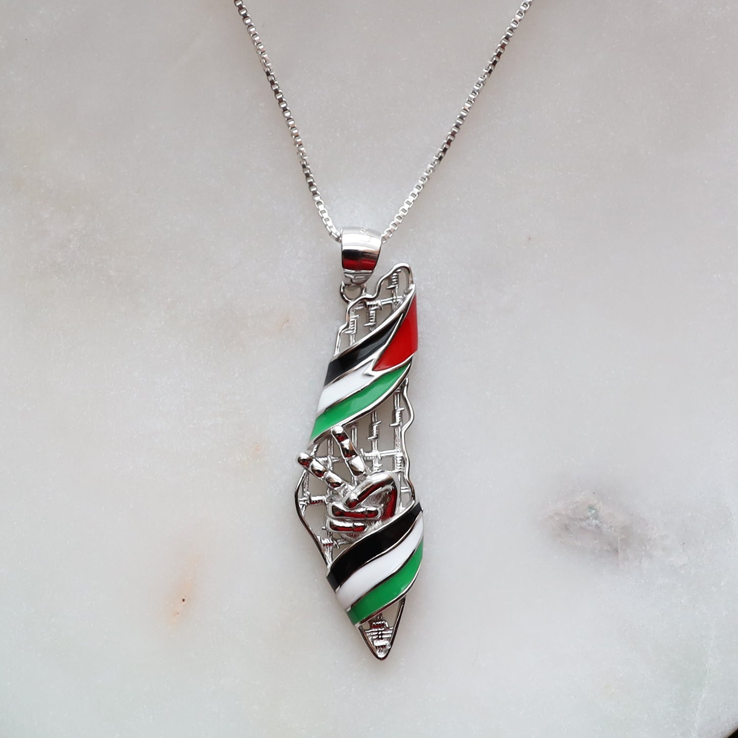 Palestine Flag Wrap Map Pendant