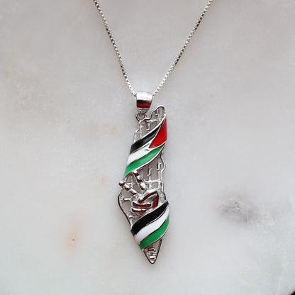 Palestine Flag Wrap Map Pendant