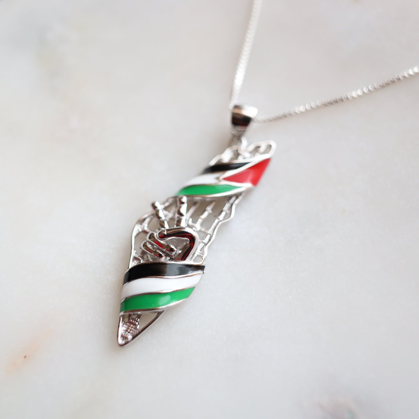 Palestine Flag Wrap Map Pendant
