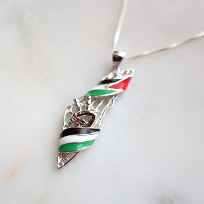 Palestine Flag Wrap Map Pendant