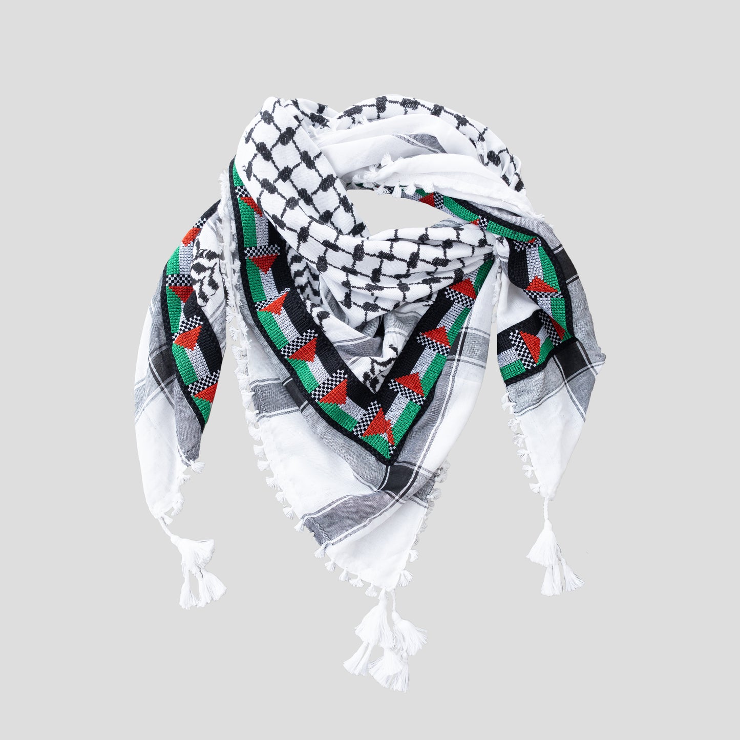 Palestinian Flag Embroidered Kuffiyeh