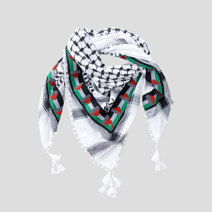 Palestinian Flag Embroidered Kuffiyeh