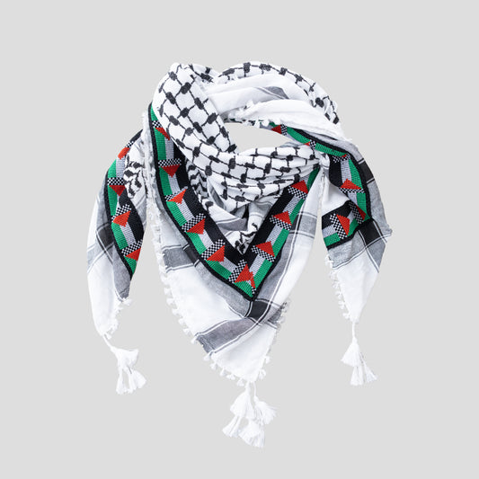 Palestinian Flag Embroidered Kuffiyeh