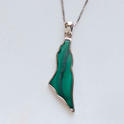 Palestine Map Malachite Stone Pendant