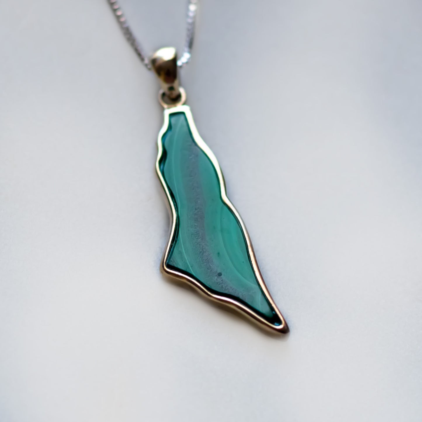 Palestine Map Malachite Stone Pendant