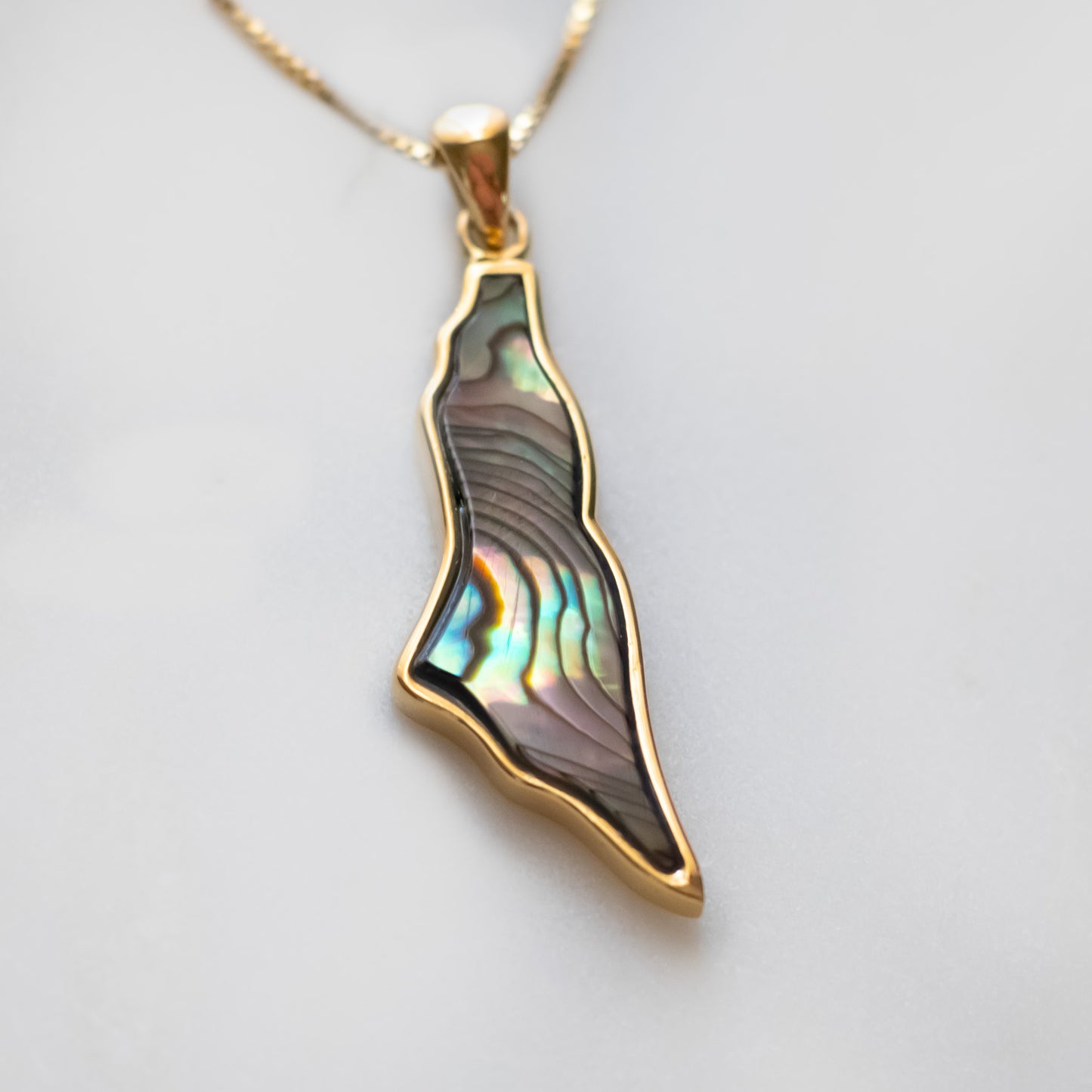 Palestine Map Mother of Pearl Stone Pendant