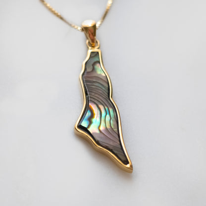 Palestine Map Mother of Pearl Stone Pendant