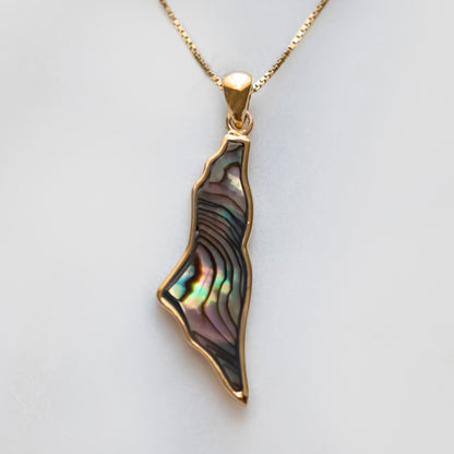 Palestine Map Mother of Pearl Stone Pendant