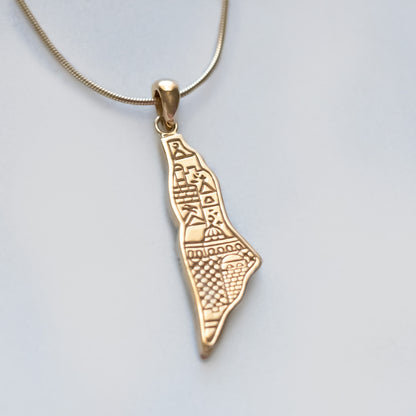 Palestine Map Mother of Pearl Stone Pendant