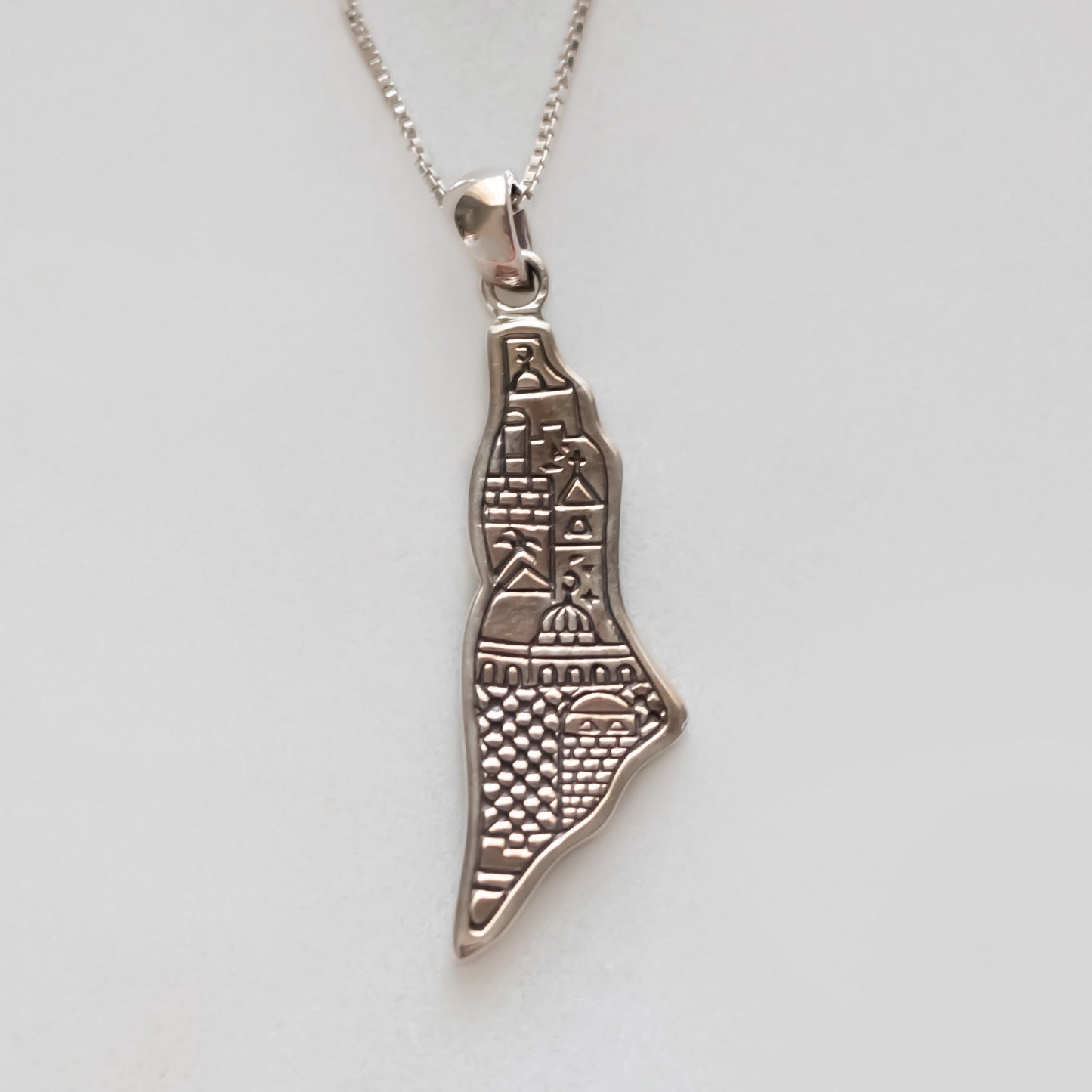 Palestine Map Mother of Pearl Stone Pendant