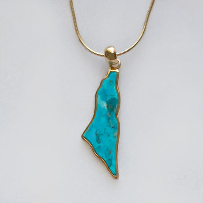 Palestine Map Turquoise Stone Pendant