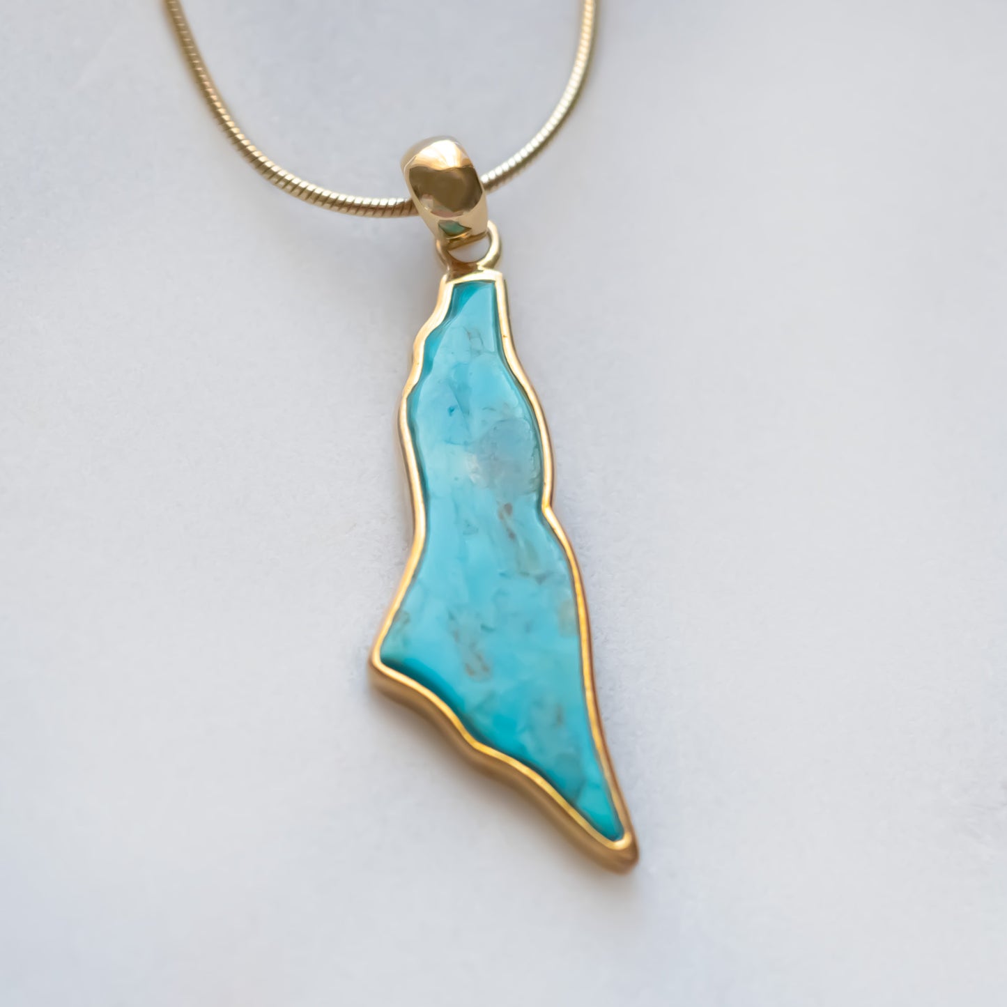 Palestine Map Turquoise Stone Pendant