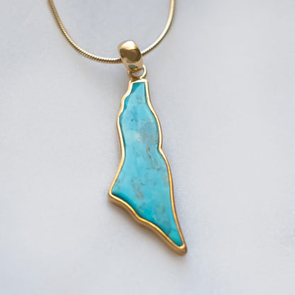 Palestine Map Turquoise Stone Pendant