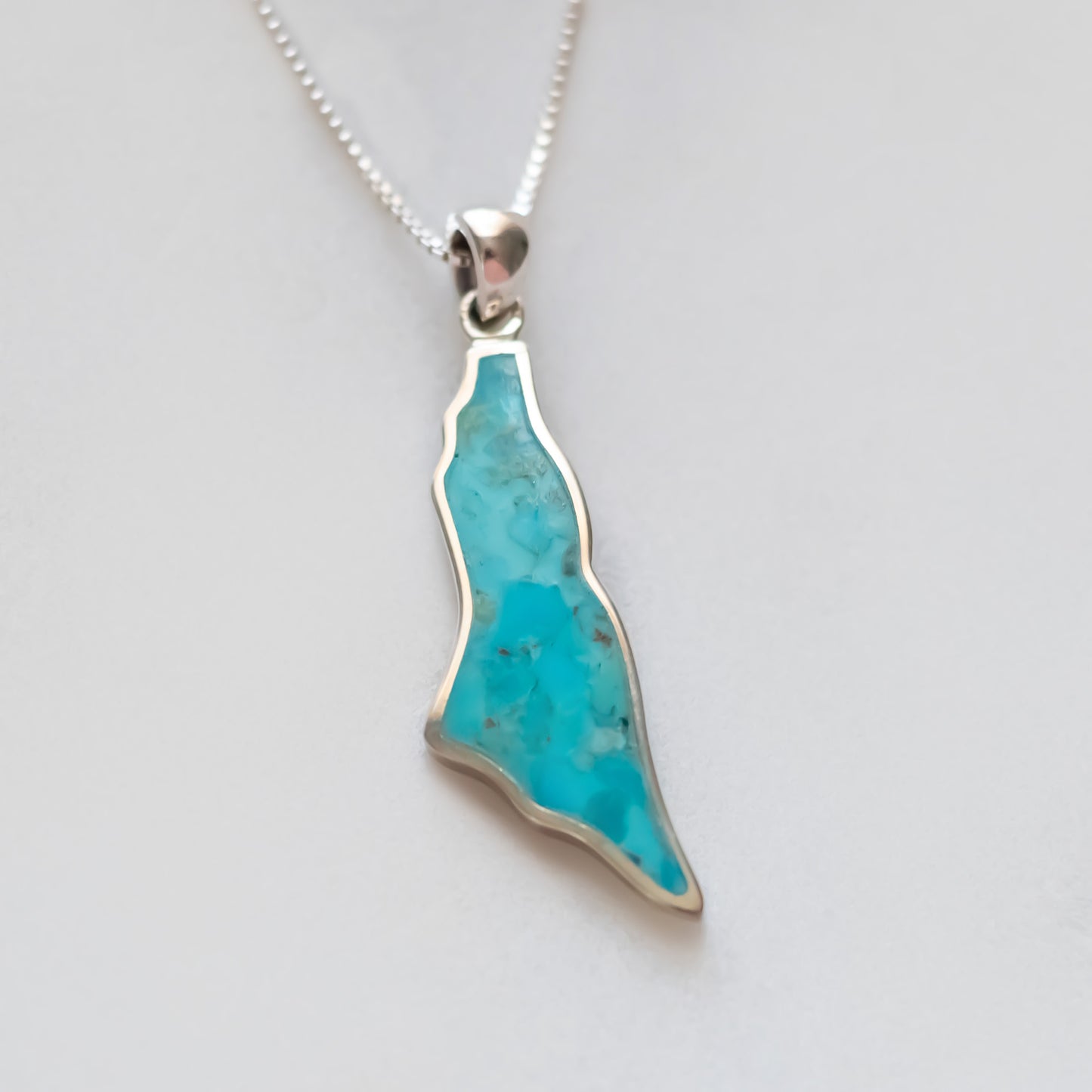Palestine Map Turquoise Stone Pendant