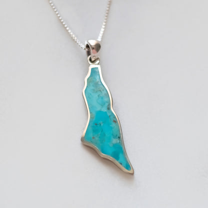 Palestine Map Turquoise Stone Pendant
